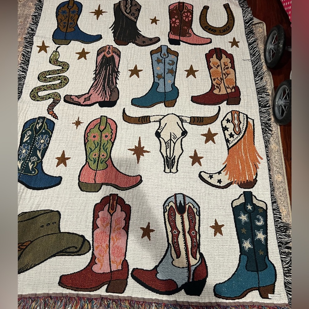 Colorful Cowboy Boot Patterned Blanket